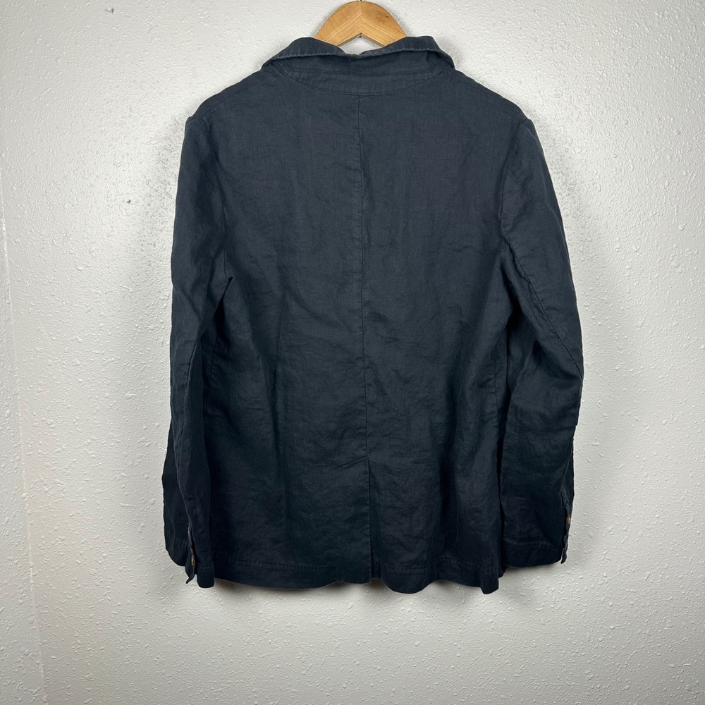 Quince Women's L 100% Linen Blazer Black Relaxed Fit Single Breasted Minimalist - Picture 4 of 6